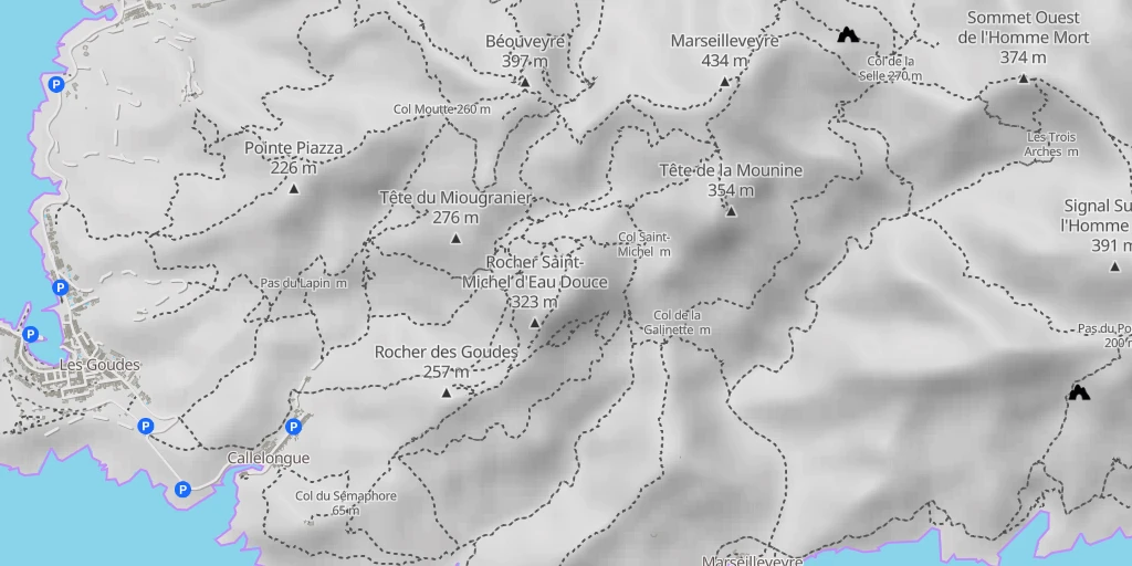 Map of the trail for Les Goudes (Sites d'escalade) Traversée Intégrale des Arêtes (Goudes - Lames - Saint Michel)