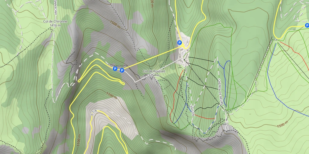 Map of the trail for Col de Rousset (col naturel) Col de Rousset W