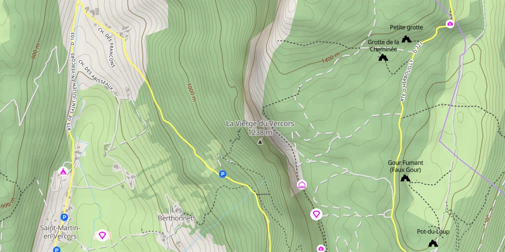 Map of the trail for Vierge du Vercors Voie des chefs de gare / fissure oblique