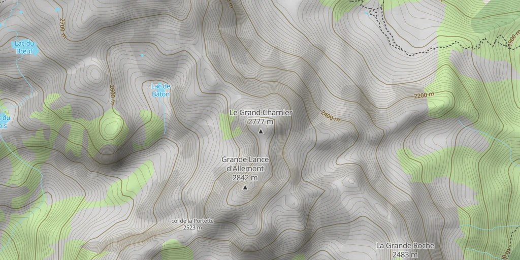 Map of the trail for Grand Charnier d'Allemont, Couloir NE