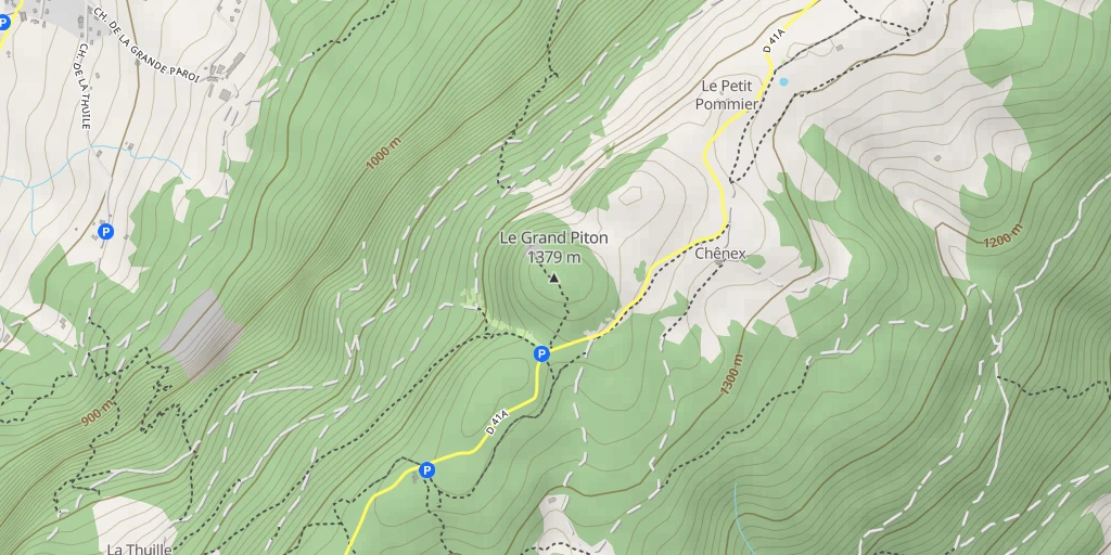 Map of the trail for Le Salève Secteur à coté de la grotte d'Orjobet - Le Plattounet