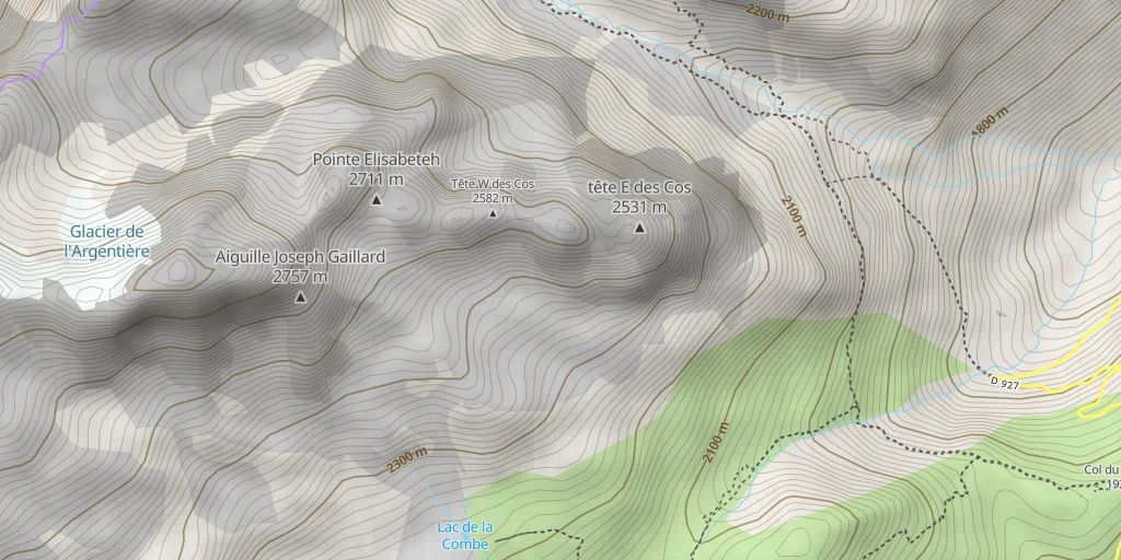 Map of the trail for Tête Centrale des Cos Couloir S