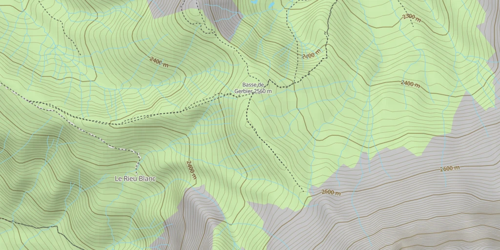 Map of the trail for Basse du Gerbier, Tour horaire Cbe des Aiguilles &amp; Gros Crey