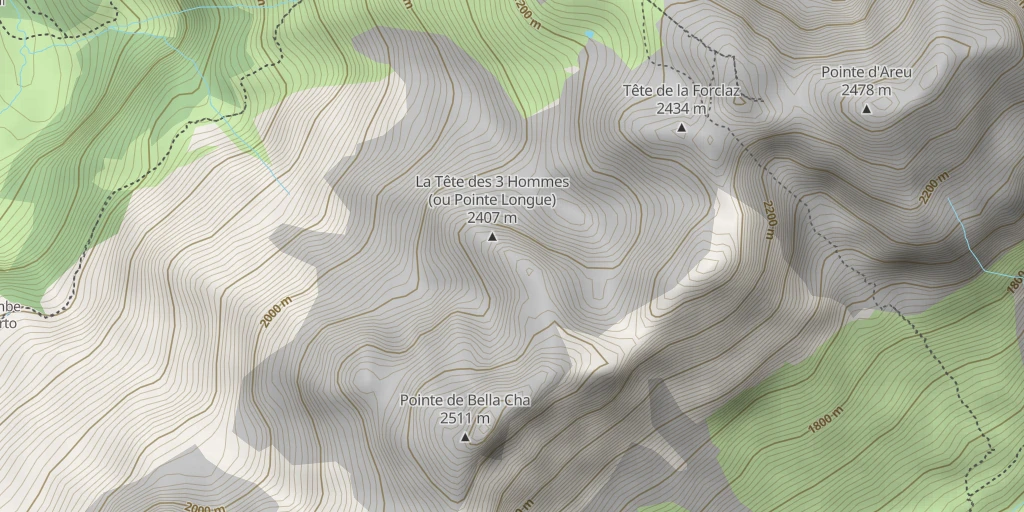 Map of the trail for Pointes Longues - Sommet N (Tête des trois hommes) La Béolienne