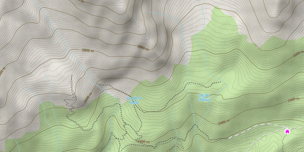 Map of the trail for Grand Roc Noir Versant SE (voie normale)