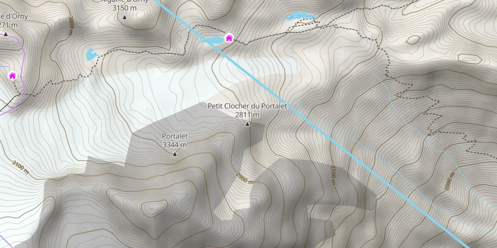 Map of the trail for Petit Clocher du Portalet La guerre des nerfs 