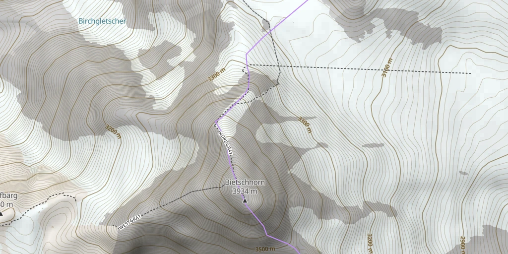 Map of the trail for Baltschiederjoch Traversée Bietschhornhütte → Baltschiederklause