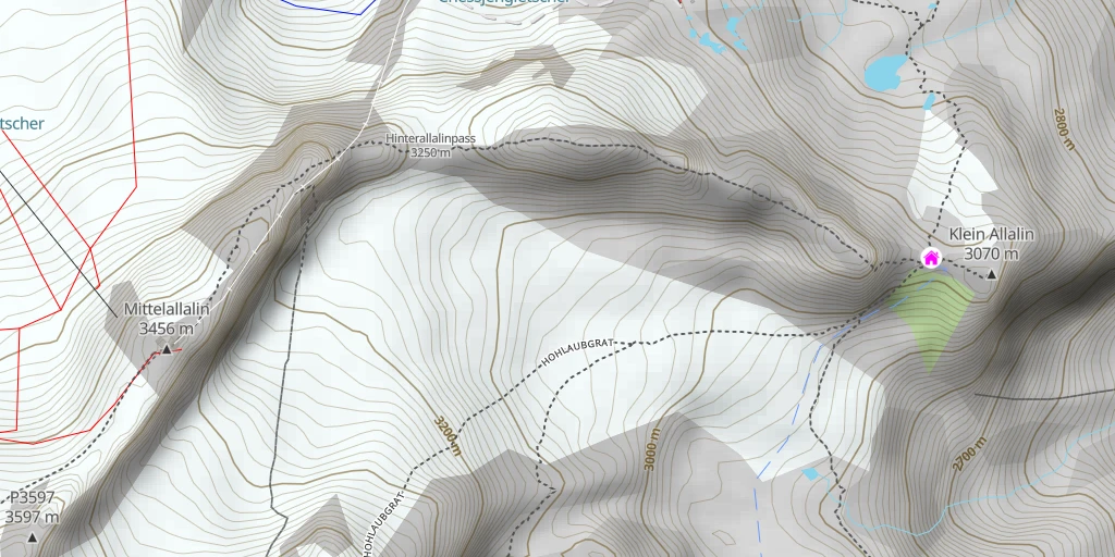 Map of the trail for Rimpfischhorn De Britanniahütte (voie normale)