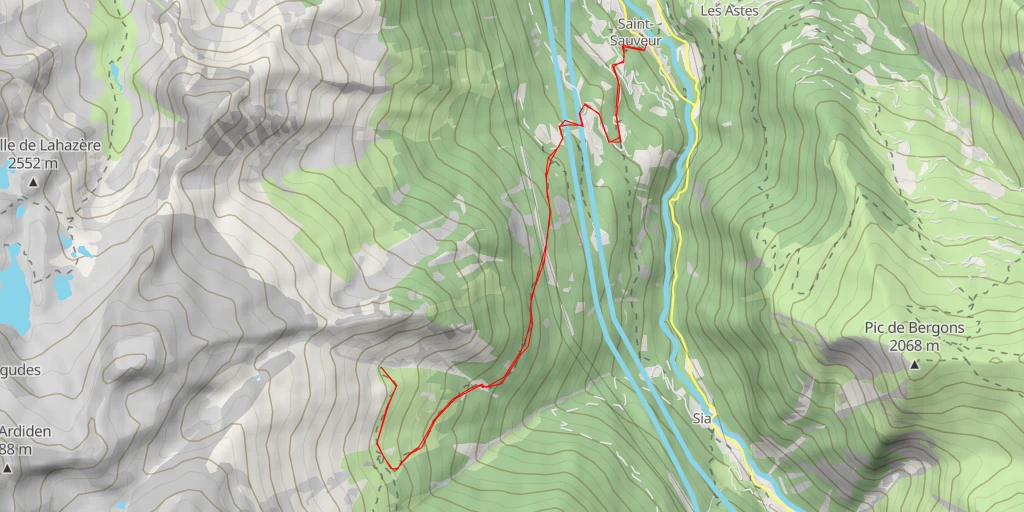 Carte de l'itinéraire :  Cabane EDF de Badet - Route de l'Agnouède