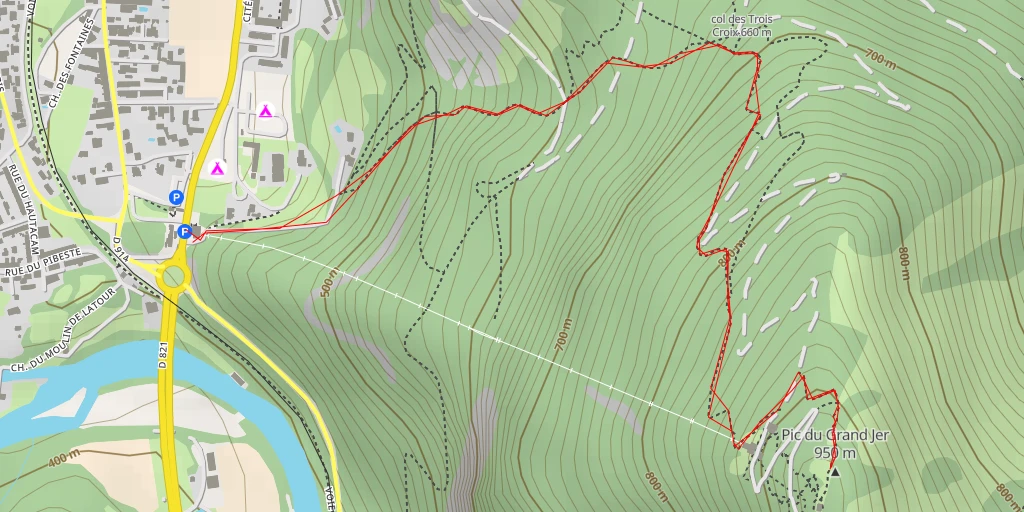 Carte de l'itinéraire :  Pic du Grand Jer