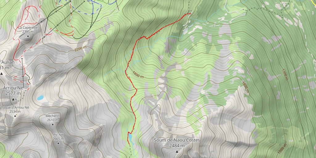 Carte de l'itinéraire :  Cabane Lagües - Sentier de la Soum des Agudes