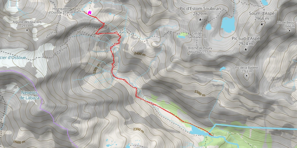 Carte de l'itinéraire :  Sentier des Lacs d'Estibe Aute