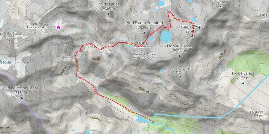 Carte de l'itinéraire :  Soum d’Aspé