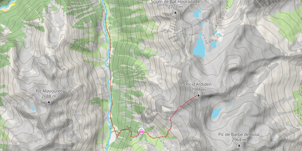 Carte de l'itinéraire :  Pic d'Ardiden