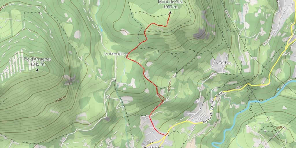 Carte de l'itinéraire :  Mont de Gez