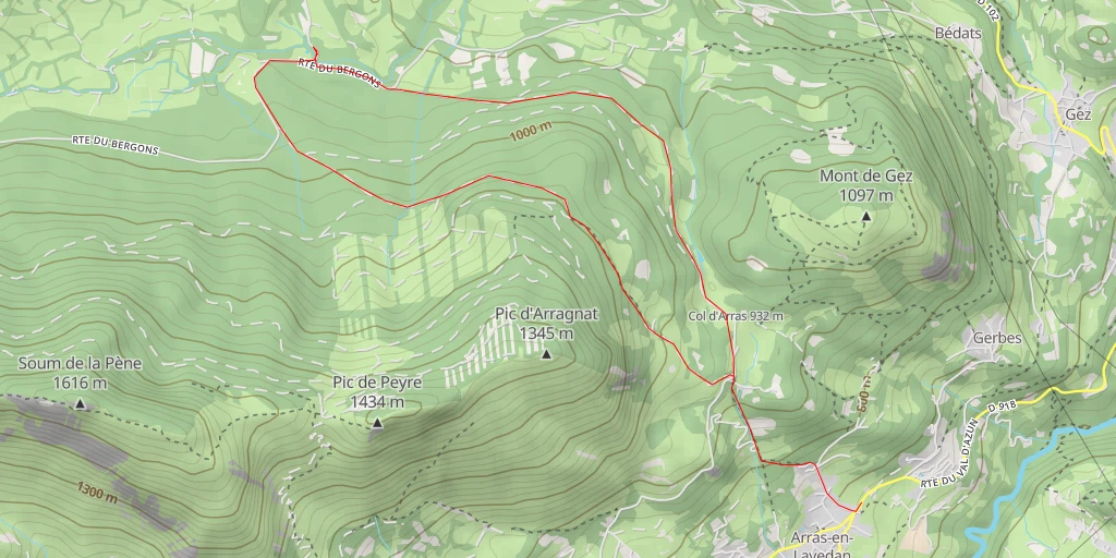 Carte de l'itinéraire :  Route du Bergons - Route du Bergons