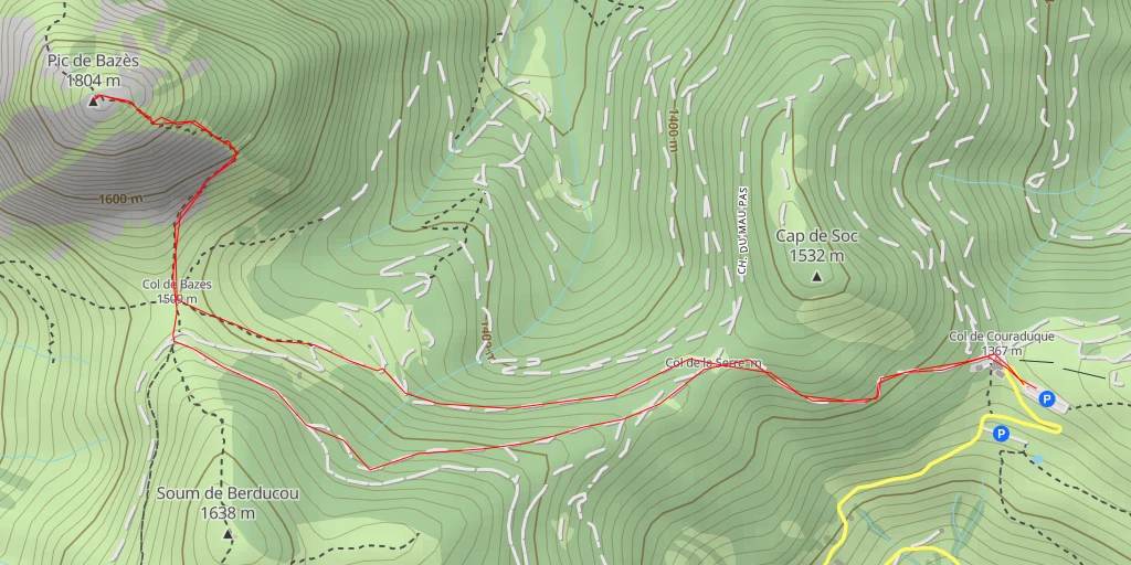 Carte de l'itinéraire :  Pic de Bazès