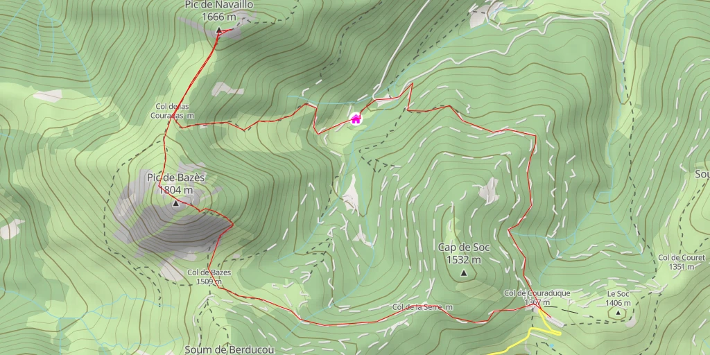 Carte de l'itinéraire :  Pic de Navaillo