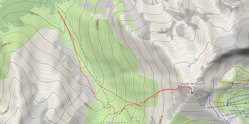 Map of the trail for Soum de Grum Couloir SW de Mourtara