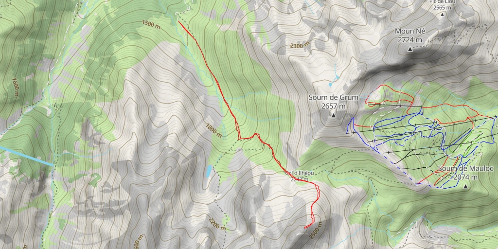 Map of the trail for Ségalas Par le Col d'Ilhéou