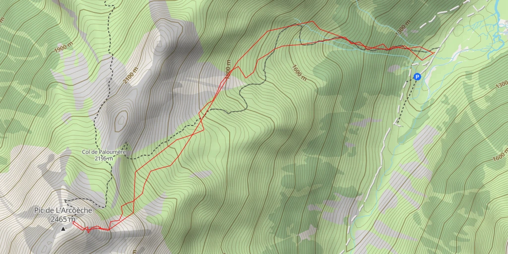 Map of the trail for Pic de l'Arcoèche Depuis le lac d'Estaing