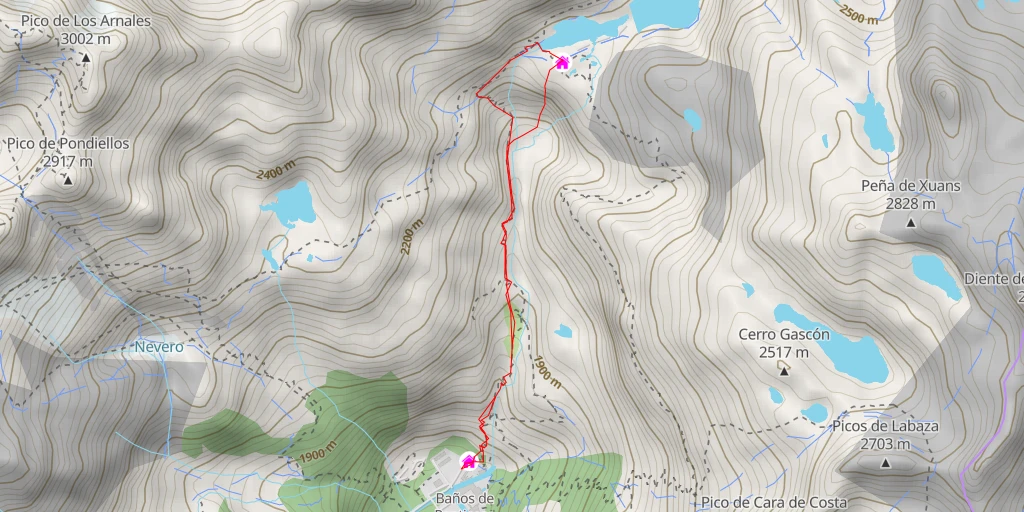 Map of the trail for Mur de la Cascade de Bachimaña Climbing girls (Las chicas escaladoras)