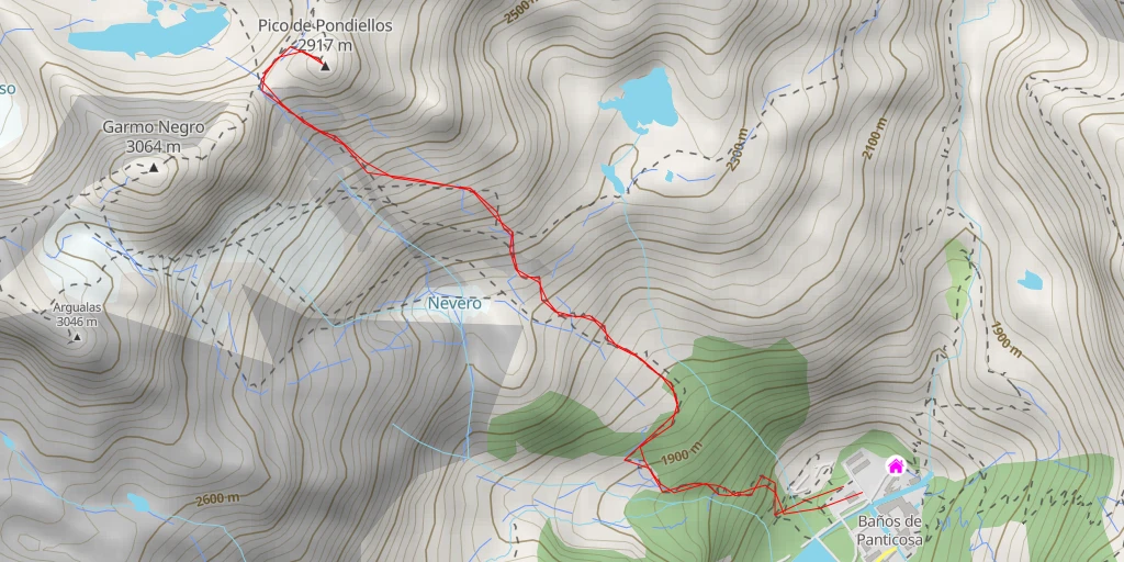 Carte de l'itinéraire :  Pico de Pondiellos