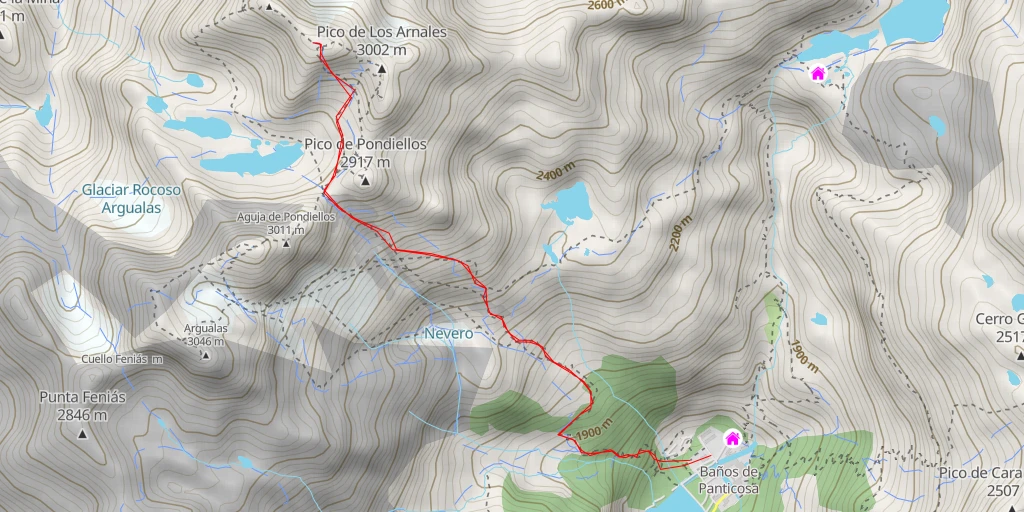 Map of the trail for Punda Alta de Pondiellos