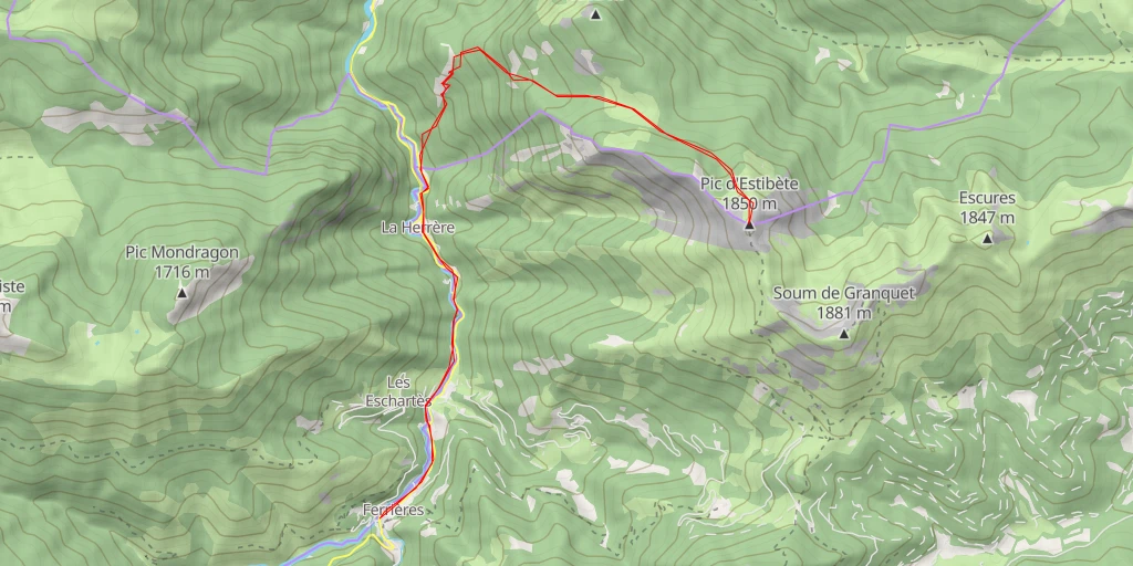 Map of the trail for Pic d'Estibète