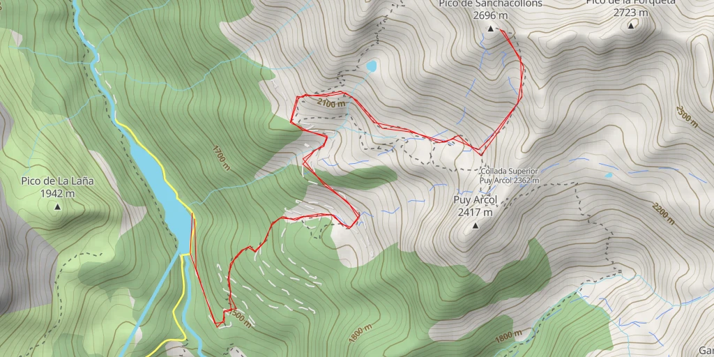 Map of the trail for Pico de Sanchacollons