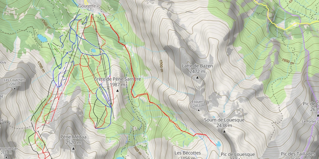 Map of the trail for Lac de Louesque