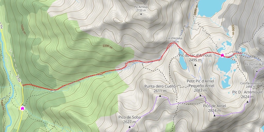 Map of the trail for Passage d'Orteig