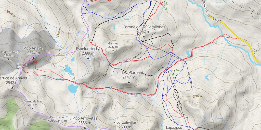 Map of the trail for Pico de Anayet Sueño de Verano