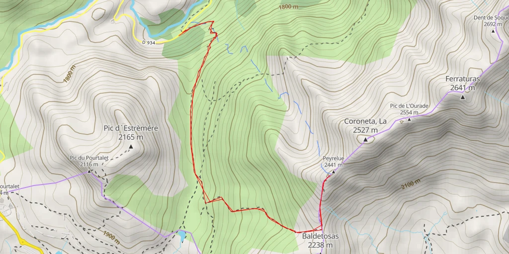 Map of the trail for Peyrelue