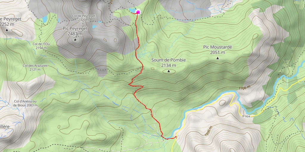 Map of the trail for Lac de Pombie