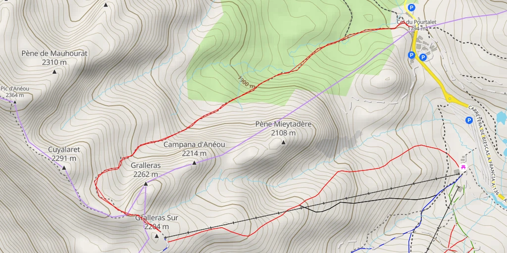 Map of the trail for Gralleras Sur