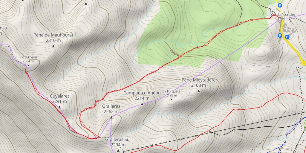 Map of the trail for Pic d'Anéou