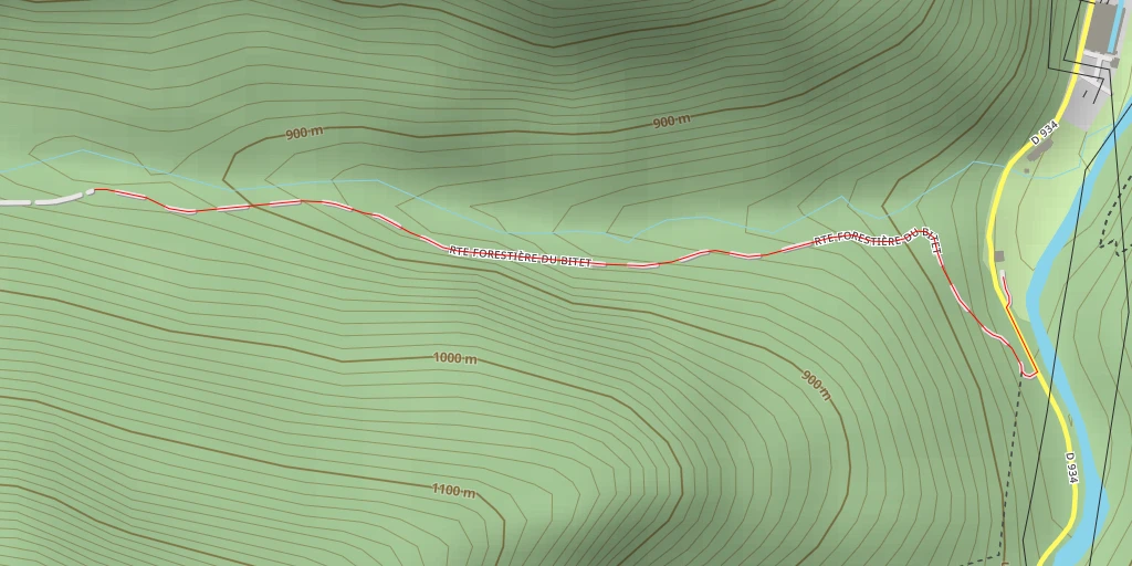 Carte de l'itinéraire :  Route Forestière du Bitet - Route Forestière du Bitet