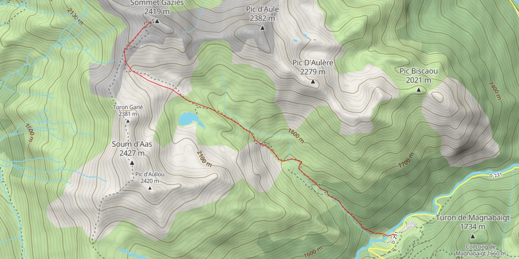 Map of the trail for Sommet Gaziès