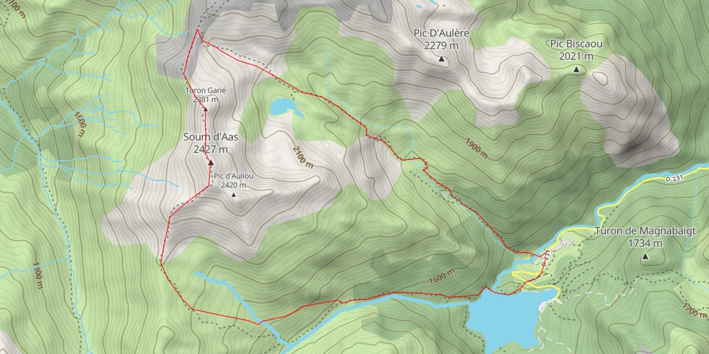 Map of the trail for Soum d'Aas