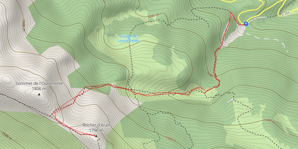 Carte de l'itinéraire :  Rocher d'Aran