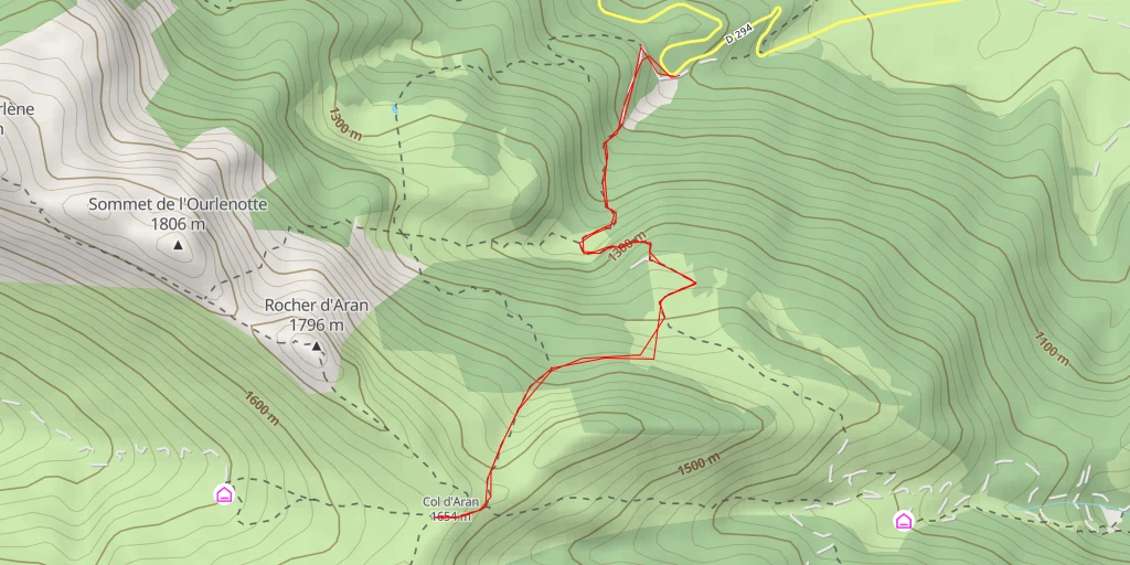 Carte de l'itinéraire :  Sentier du Col d'Aran - Sentier du Col d'Aran