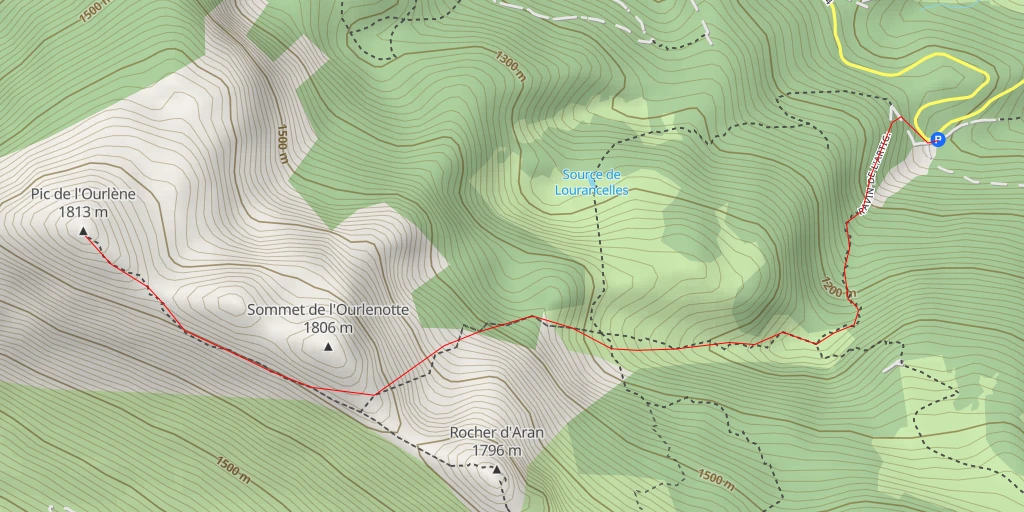 Map of the trail for Pic de l'Ourlène