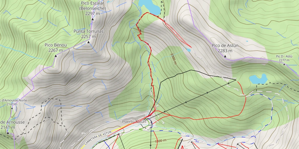 Map of the trail for Ibón de Llanos del Sol