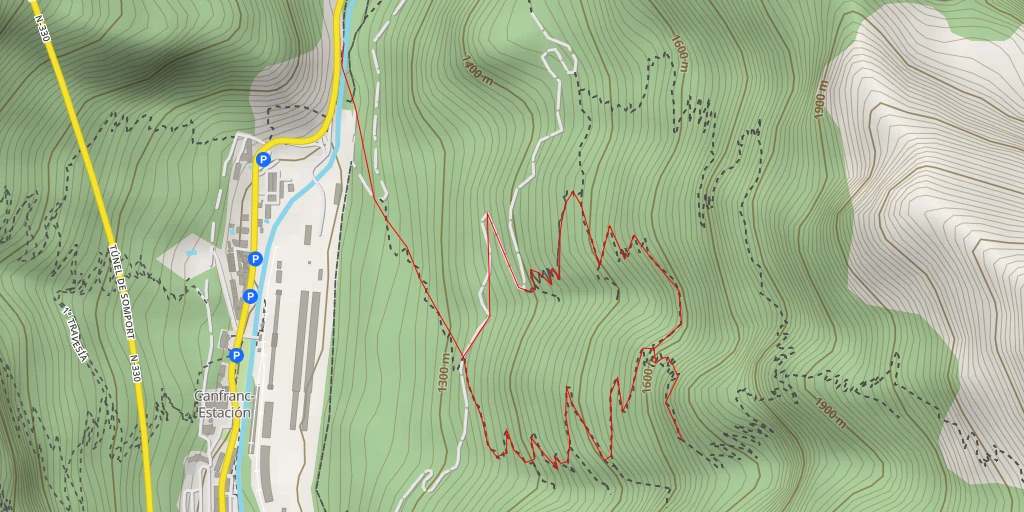 Carte de l'itinéraire :  camino de los doce muretes - Canfranc