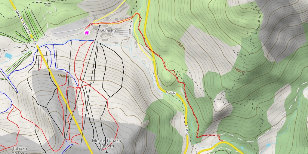 Map of the trail for Refugio Pepe Garces