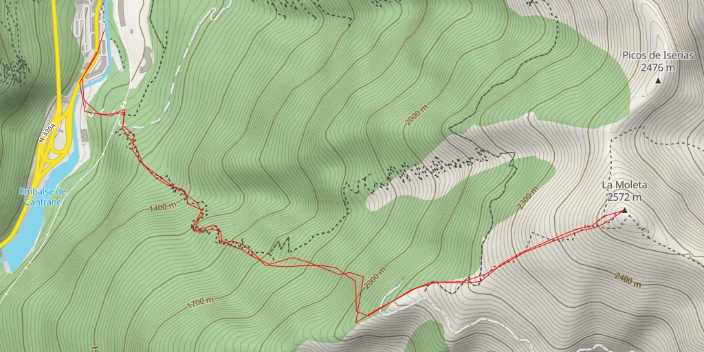 Carte de l'itinéraire :  La Moleta