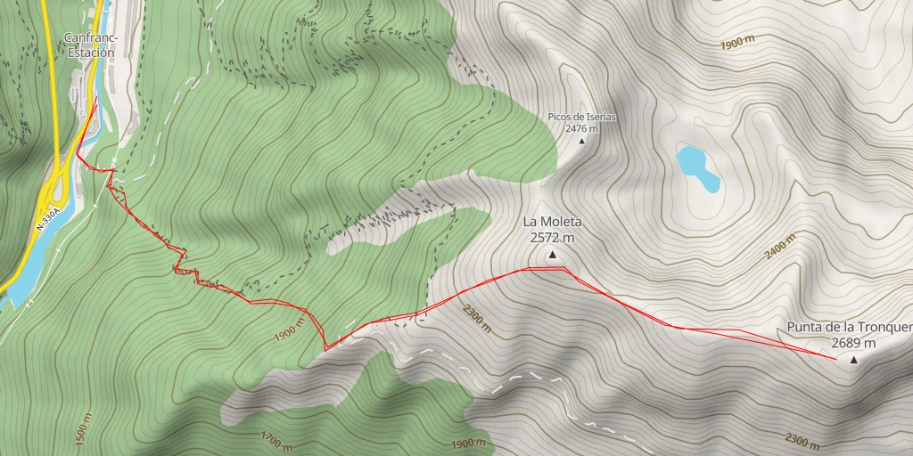 Map of the trail for Punta de la Tronquera