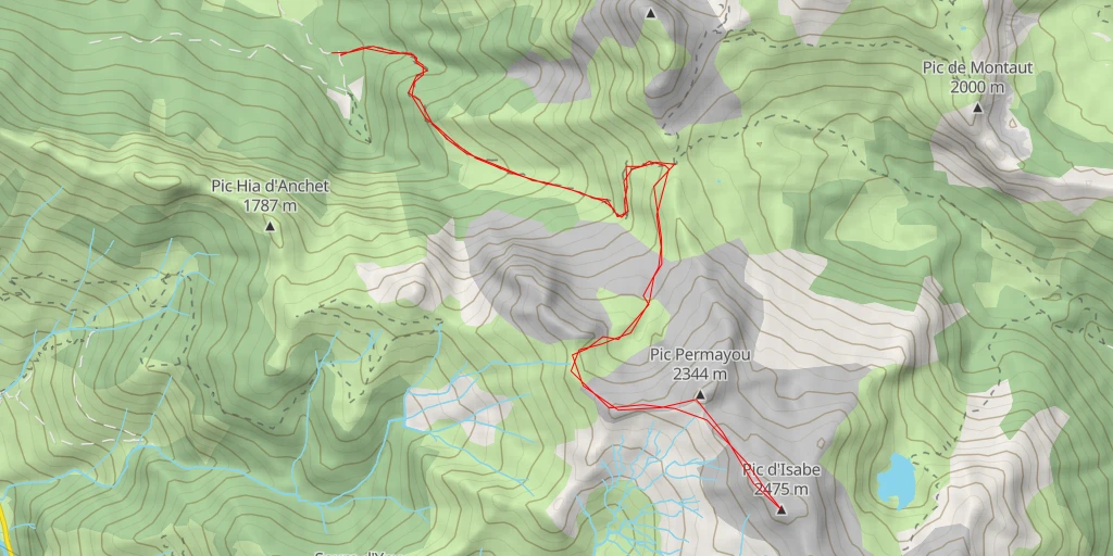 Map of the trail for Pic d'Isabe