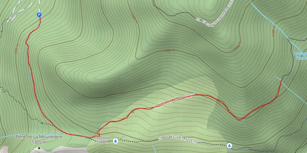 Map of the trail for Chemin de la Cabane de Licoué - Chemin de la Cabane de Licoué